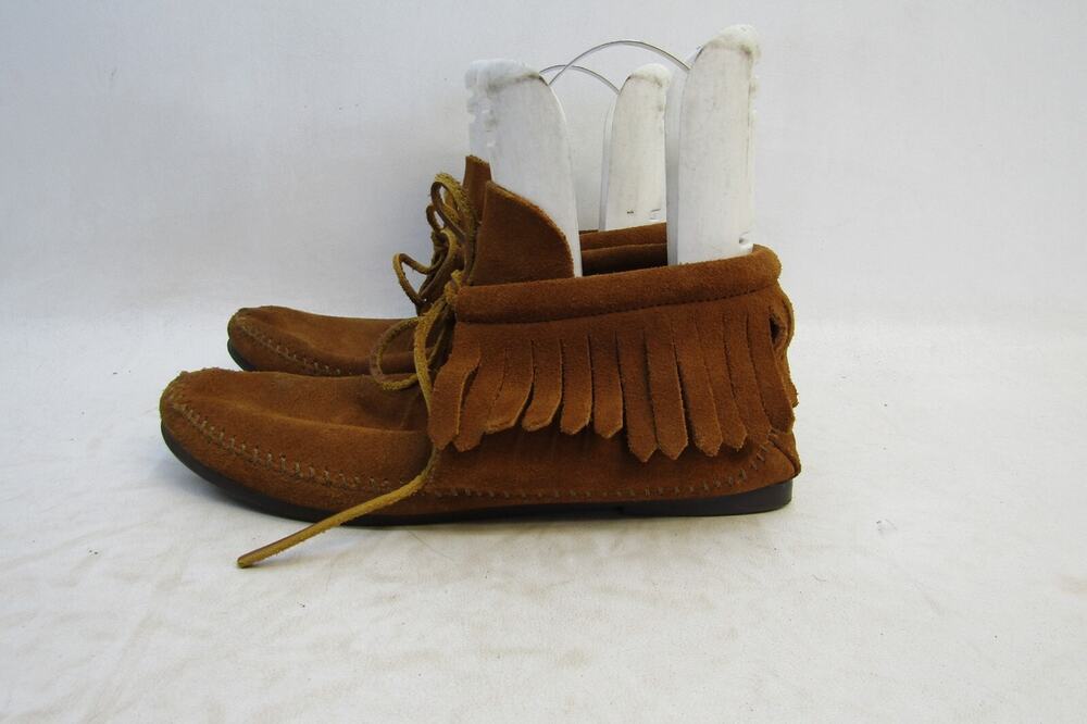 Minnetonka Womens Size 9 Brown Suede Fringe Ankle Fashion Boots Bootie